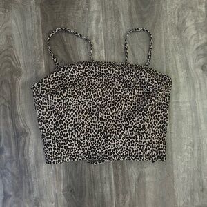 GARAGE cropped leopard print going out top with corset back